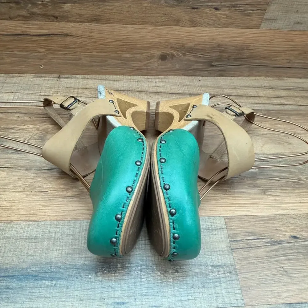 Dansko Thea Lucky Kelly  size 7.5-8 Eu38 Green Leather Combo Clog Shoes
